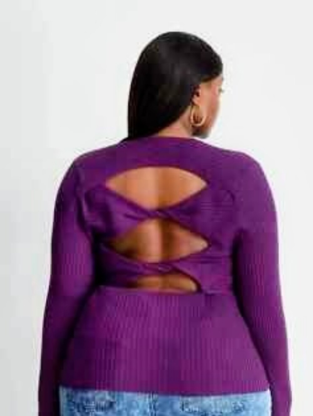 Future Collective Ribbed Sweater Purple with Peekaboo Racer Back 3X